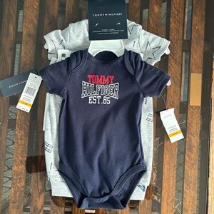 Tommy Hilfiger Navy and Red Baby Bodysuit